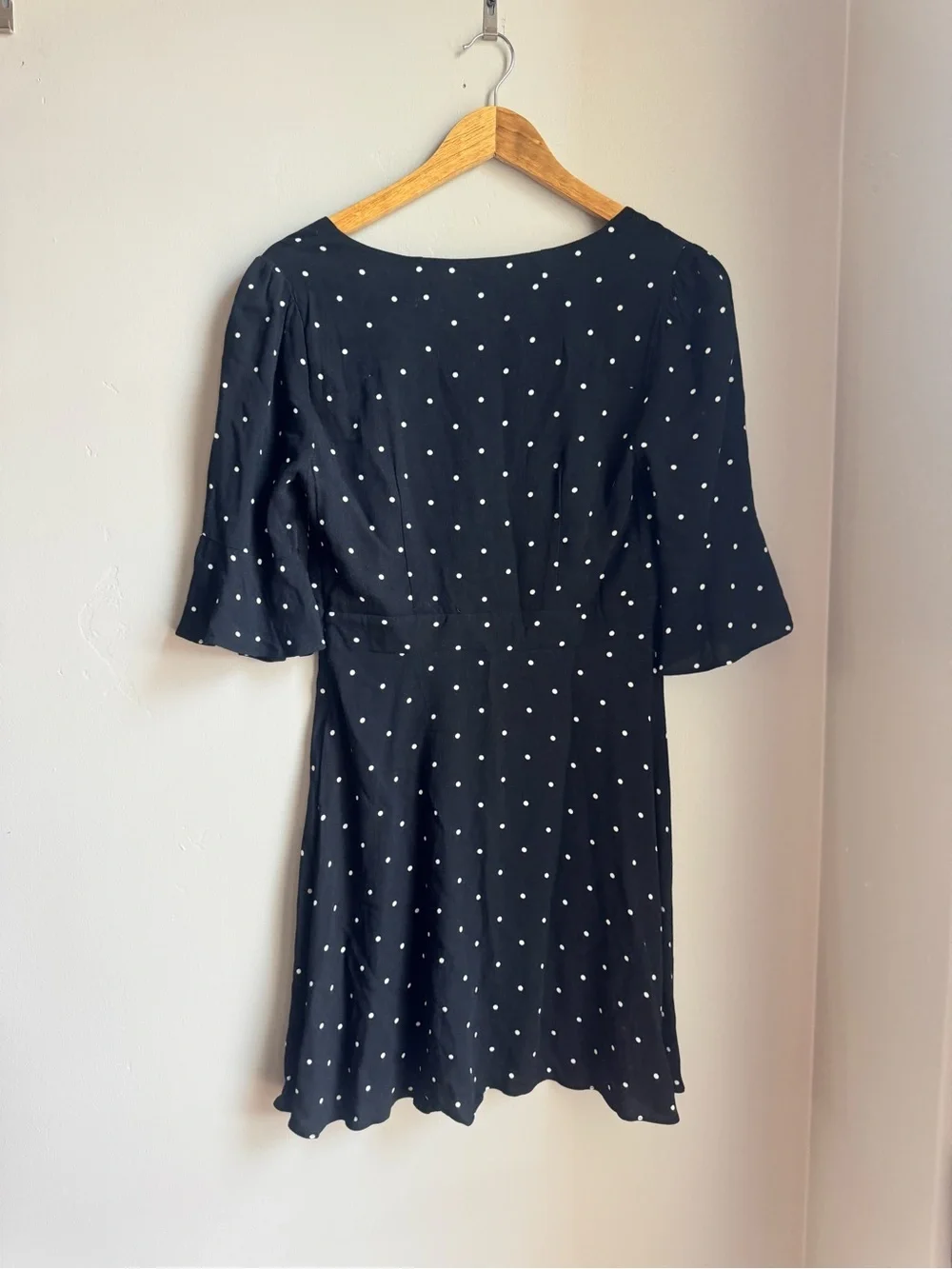 Free People All Yours Polka Dot Mini Tie Front Dress XS Boho Coquette Fairycore